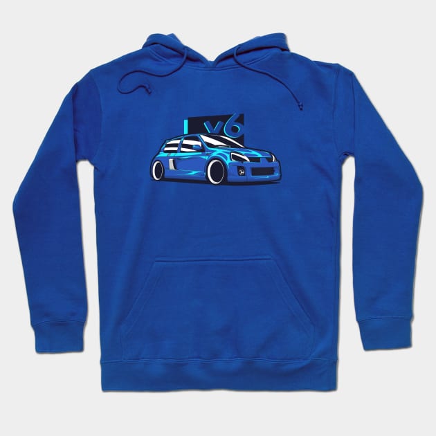 Blue Clio V6 Sport Phase 2 Hoodie by KaroCars